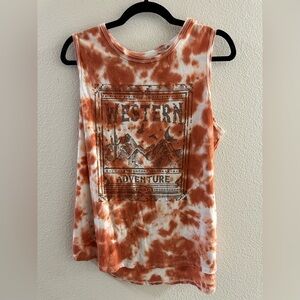 Western Adventure Graphic Tie-Dye Muscle Tee